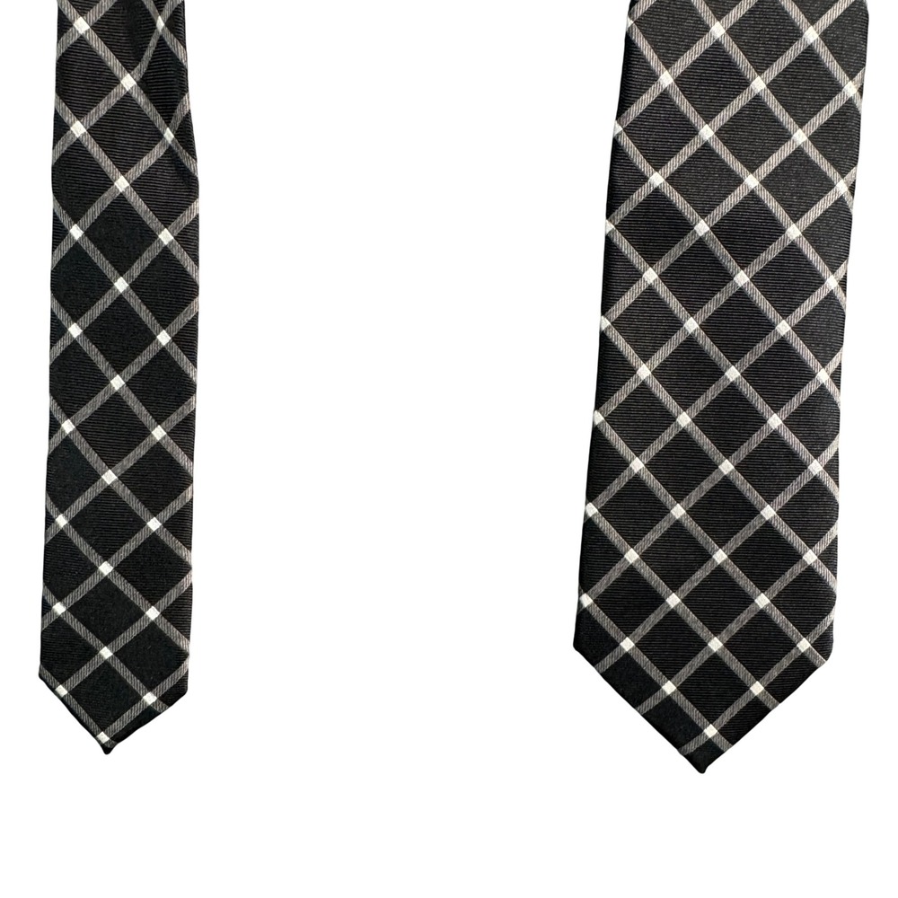Jos. A. Bank 1905 Collection Black Grey White Grid Silk Necktie